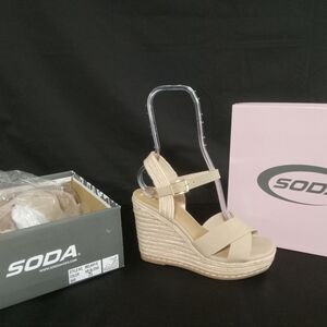 Soda - Women's Cross Strap Espandrilles with Cork Wedge Heel